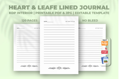 Heart &amp; Leafe Lined Journal KDP Interior