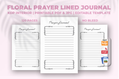 Floral Prayer Lined Journal KDP Interior