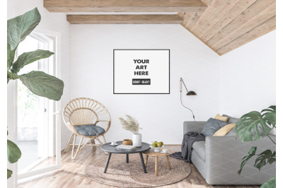 Interior scene artwork background frame mockup