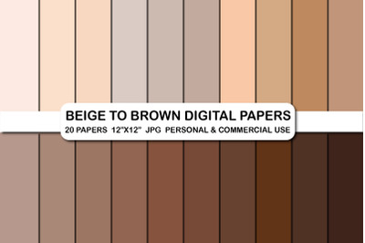 Beige to Brown Digital Papers Background, Digital Paper Set