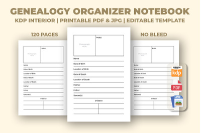 Genealogy Organizer Notebook KDP Interior