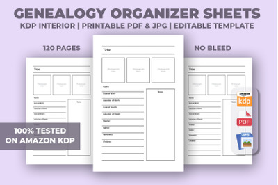 Genealogy Organizer Sheets KDP Interior