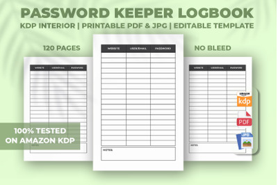 Password Keeper Logbook KDP Interior