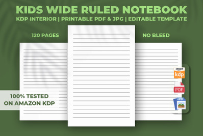 Kids Wide Ruled Notebook KDP Interior