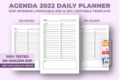 Agenda 2022 Daily Planner KDP Interior