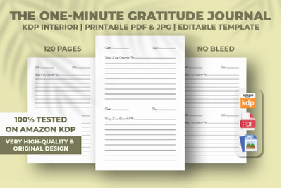 The One-Minute Gratitude Journal KDP Interior