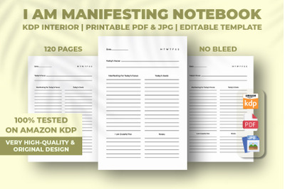 I Am Manifesting Notebook KDP Interior