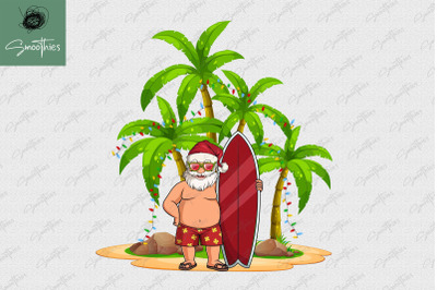 Christmas In July Santa Hawaiian Surfing