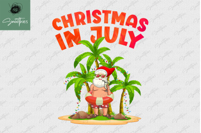 Christmas In July Santa Flamingo Summer