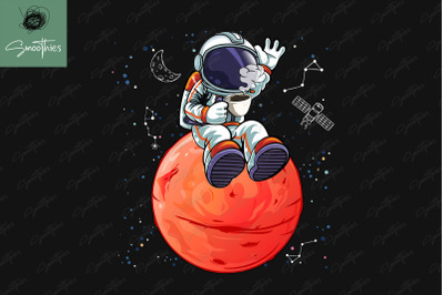 Astronaut With Coffee In Space Design