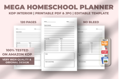 Mega Homeschool Planner KDP Interior