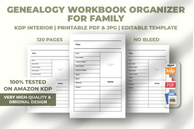 Genealogy Workbook Organizer For Family KDP Interior