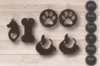 Dog Earrings svg, Dog lovers Laser Cut Files, puppy owner