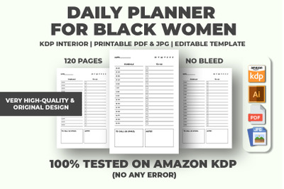 Daily Planner For Black Women KDP Interior