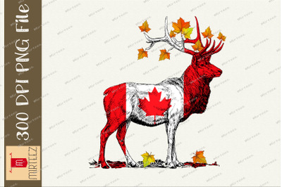 Maple Leaf Moose Canadian Flag Canada