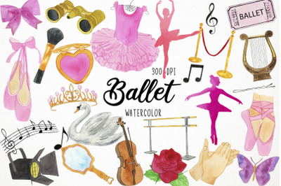 Watercolor Ballet Clipart, Ballerina Clipart, Ballet Shoes, Tutu
