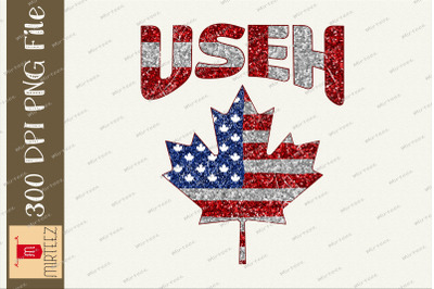 Useh Leaf Canadian American Flag PNG