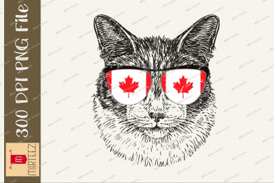 Canada Flag Canadian Cat Sunglasses PNG