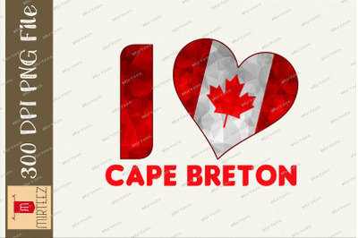 I Love Cape Breton Canada Red Maple Leaf