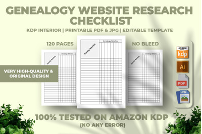 Genealogy Website Research Checklist KDP Interior