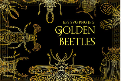 Golden beetles SVG. Beetles SVG bundle