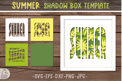 Summer shadow box svg Floral layered papercut template svg dxf