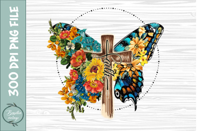 Faith Cross&2C; Retro Butterfly Sublimation