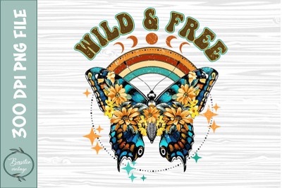 Wild and Free Retro Butterfly PNG