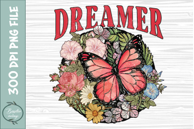 Dreamer Butterfly Retro Floral