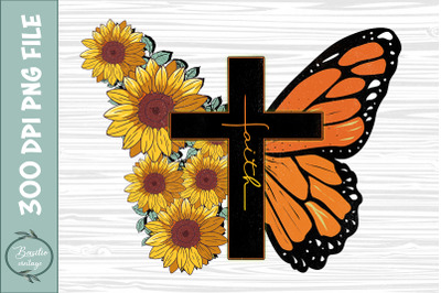 Faith Butterfly Floral Sublimation