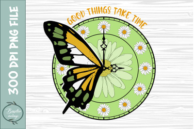 Butterfly Clock Time Good things PNG