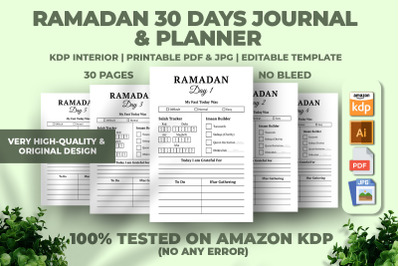 Ramadan 30 Days Journal &amp; Planner KDP Interior