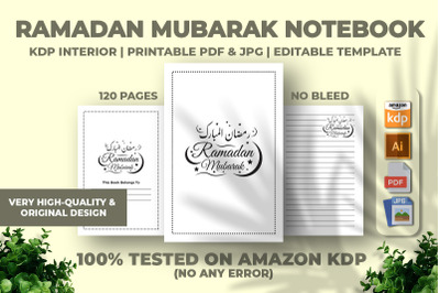 Ramadan Mubarak Notebook KDP Interior