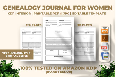 Genealogy Journal For Women KDP Interior