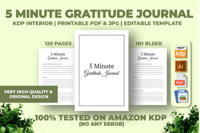 5 Minute Gratitude Journal KDP Interior