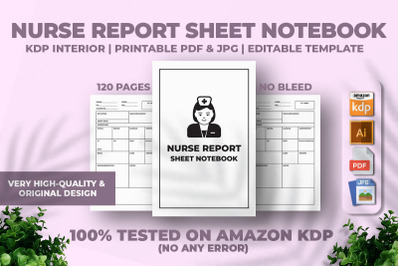 Nurse Report Sheet Notebook KDP Interior