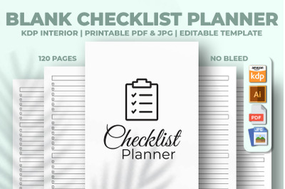 Blank Checklist Planner KDP Interior