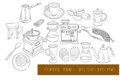 Coffee accessories vector clipart