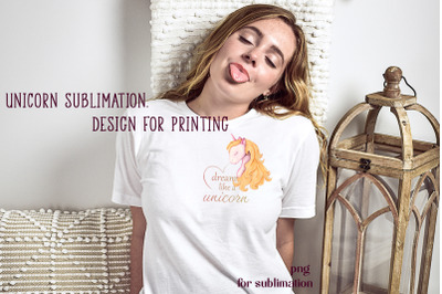 Unicorn sublimation watercolor clipart