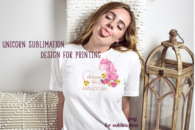 Unicorn sublimation, watercolor clipart