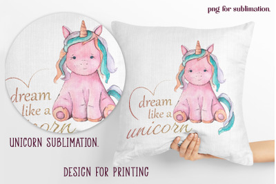 Unicorn sublimation, watercolor clipart