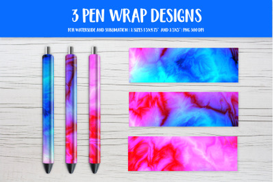 Pink Blue Marble Pen Wrap Design Sublimation or Waterslide