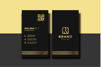 Elegant Black And Yellow Business Card