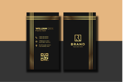 Elegant Black And Yellow Business Card