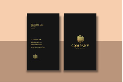 Gold Black Minimal Creative Vertical Business Card