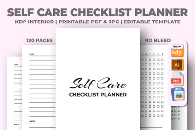 Self Care Checklist Planner KDP Interior