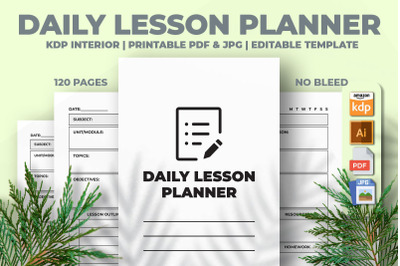 Daily Lesson Planner KDP Interior