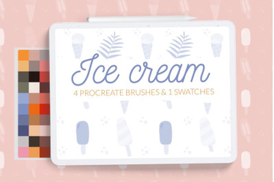 Retro summer ice cream pattern brushes for Procreate