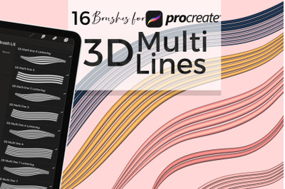 3D Multi Lines Brushes for Procreate.
