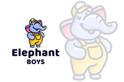 Elephant Boys Cute Kids Logo Template